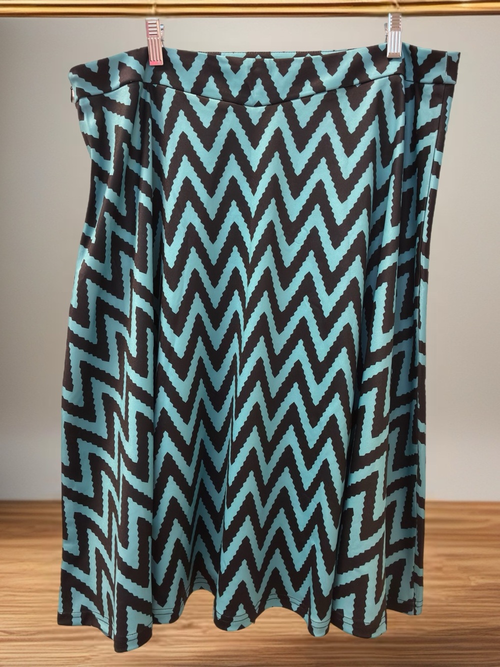 Chevron Midi Skirt in Teal and Black Women’s 3XL